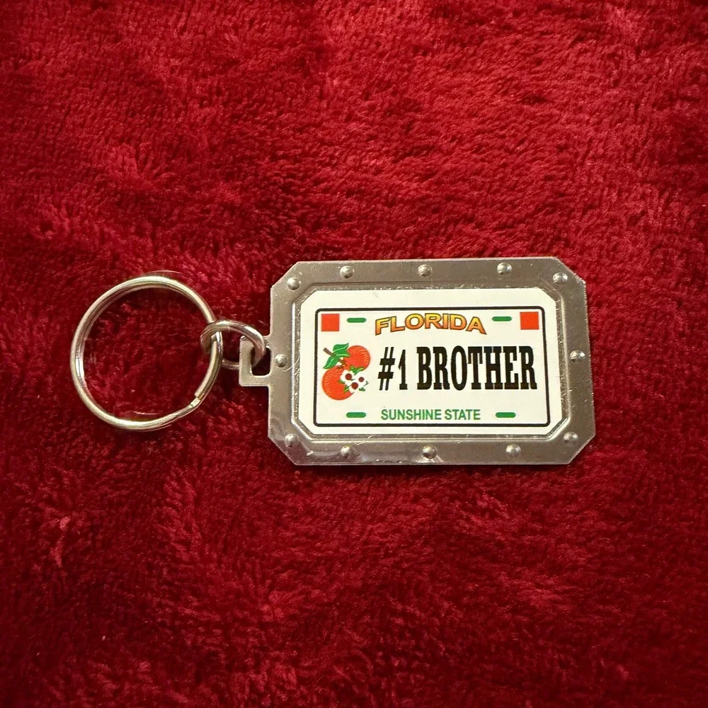 Florida Sunshine State‎ #1 Brother Keychain Silver Tone License Plate Souvenir